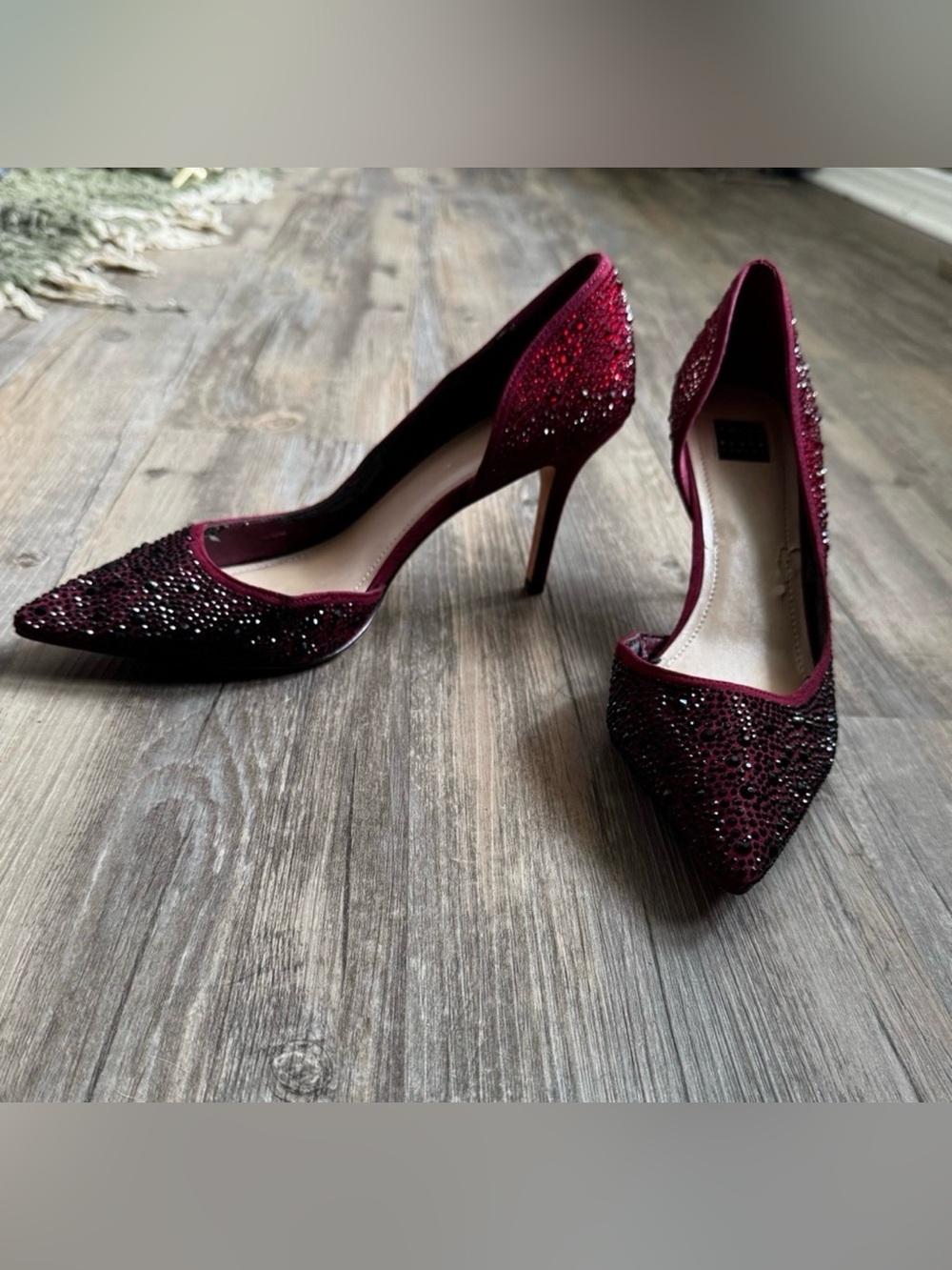White House Black Market "Ella" Embellished Ombré Heels in Grenadine colorway
